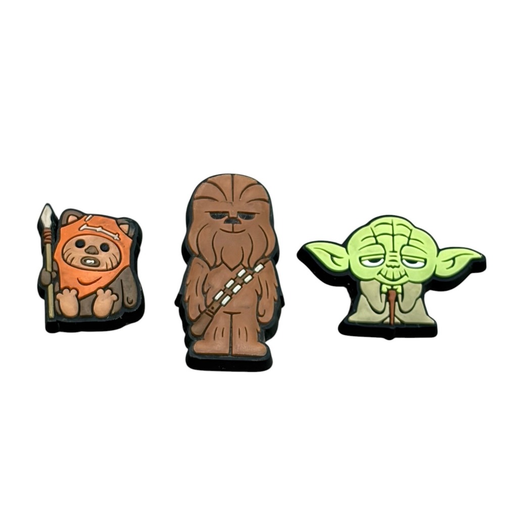NEW Crocs Jibbitz Star Wars Shoe Charms Lot of 3 Yoda Chewbacca Ewock